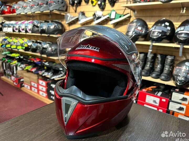 Мото шлем модуляр экипировка красный