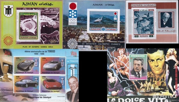 Марки. Блоки. Аджман, Ливия, Либерия, Нигер. (MNH)