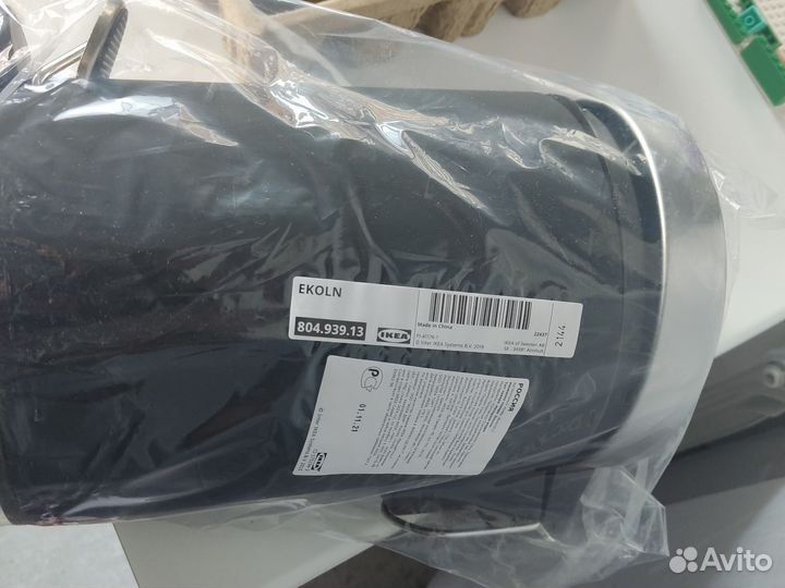 Ведро икеа экольн, 3 л темно-серый 17 см 3 л 24 см