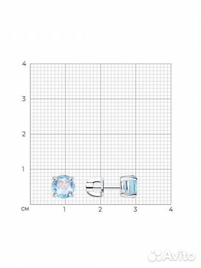 Серьги пусеты серебро топаз