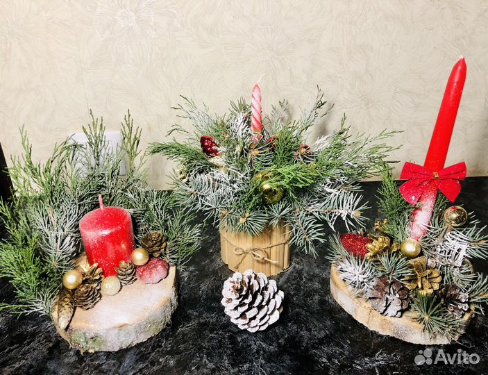 Новогодняя композиция, елка, гном