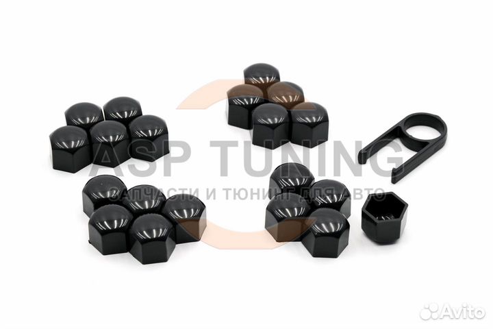 Колпачки на болты колесных дисков под 17мм Черные