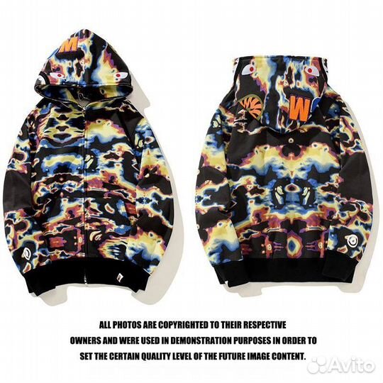 Зип худи Bape shark thermography