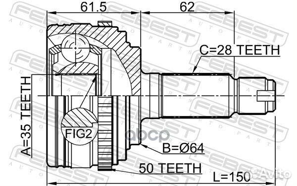 Шрус наружный 35x62x28 0310-RBA50 Febest