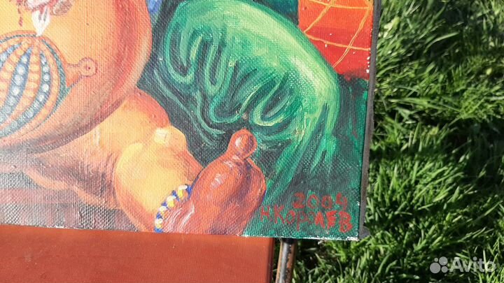 Картина на холсте Масло 38х44,Пирушка