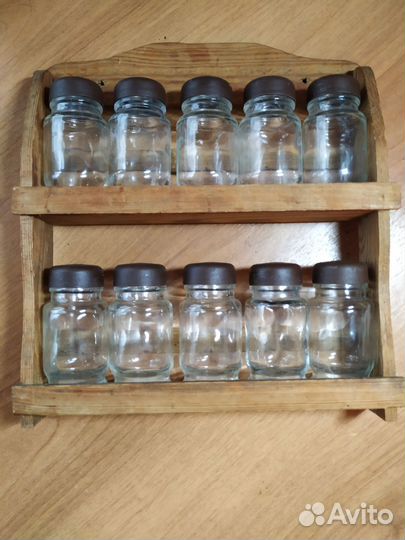 Банки для специй 10 шт. с полкой