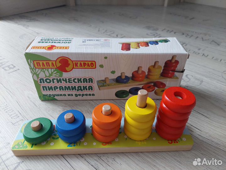 Деревянная логическая пирамидка Папа Карло
