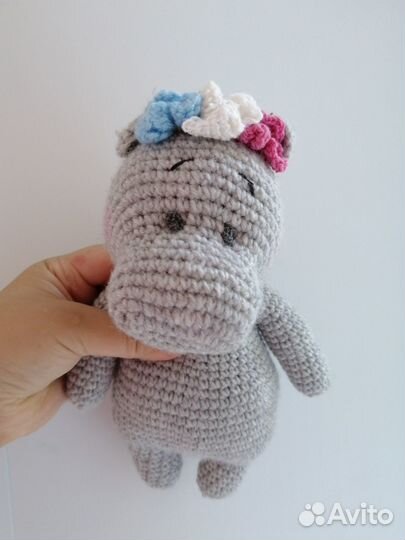 Игрушка крючком, мягкая игрушка, подарок бегемот