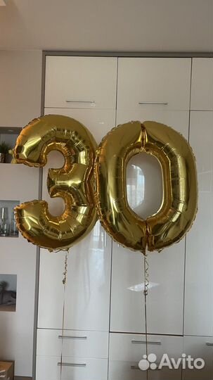Воздушные шары цифры 30 золотые