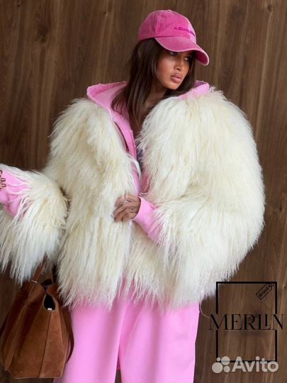 Шуба эко страус лама