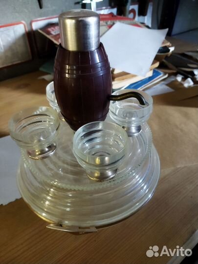 Набор сувенир самовар стаканы СССР пластик