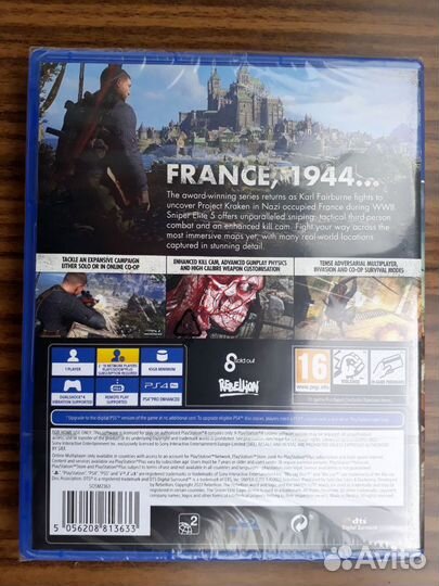 PS4/PS5 диск Sniper Elite 5,абсолютно новый,в упак