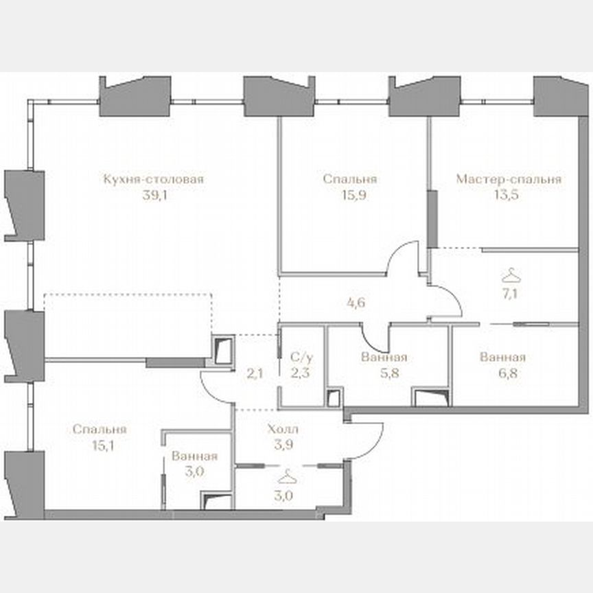 3-к. квартира, 122,2 м², 11/17 эт.