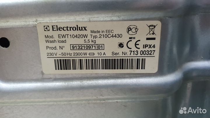 Стиральная машина electrolux EWT10420W вертикалка