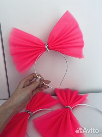 Большой бант барби на ободке