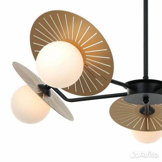 Люстра металл и стекло на кухню современная