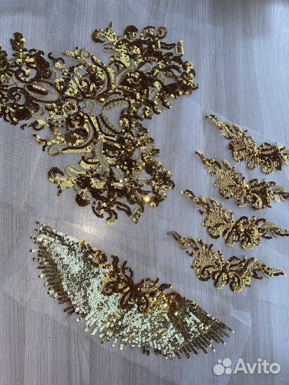 Декор пришивной/цветы на сетке/ткань декоративная