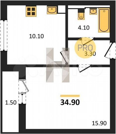 1-к. квартира, 34,9 м², 6/18 эт.