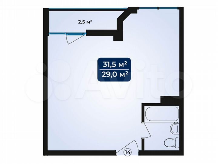 1-к. апартаменты, 31,7 м², 2/11 эт.