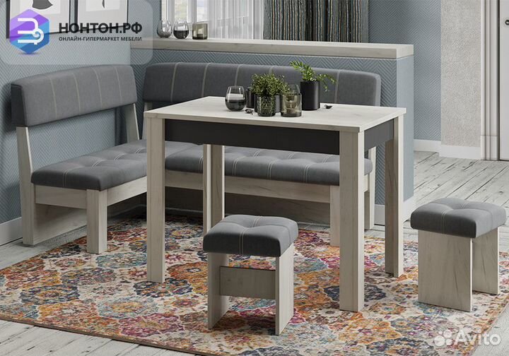 Кухонный уголок Альфа дуб крафт белый / антрацит