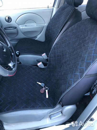 Накидки на сиденья алькантара черная с синей строч