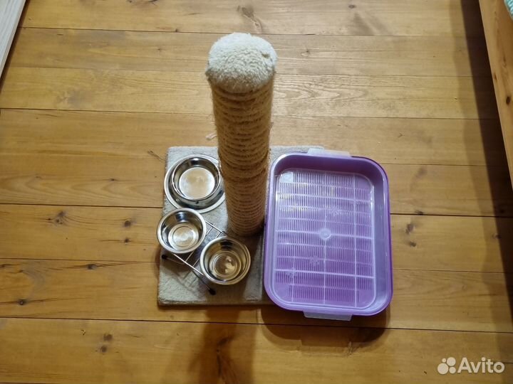 Когтеточка+лоток+миски 3 шт (за все на фото)