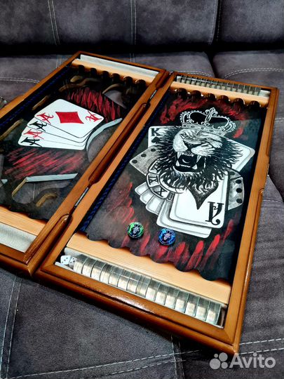 Нарды ручной работы со стеклом