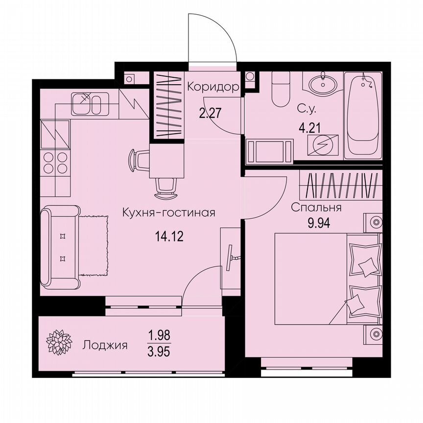1-к. квартира, 32,5 м², 3/9 эт.