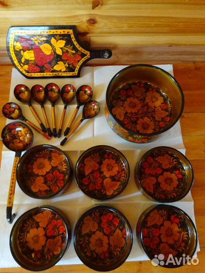 Набор посуды, хохлома