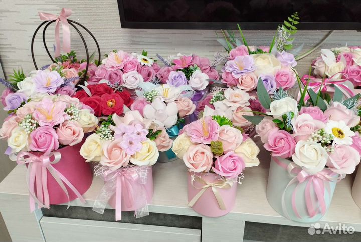 Мыльные розы букеты в коробке