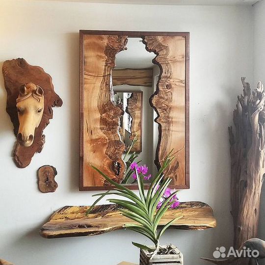 Зеркало из слэбов лофт