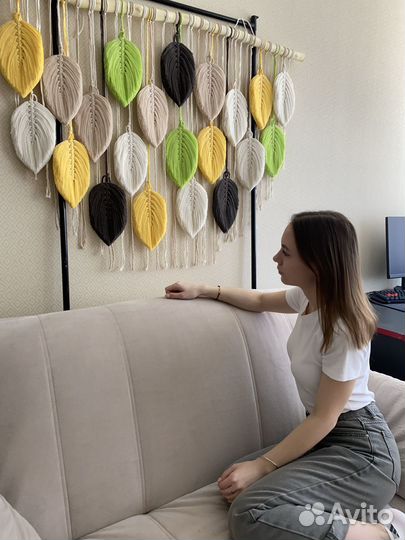 Панно на стену листья макраме