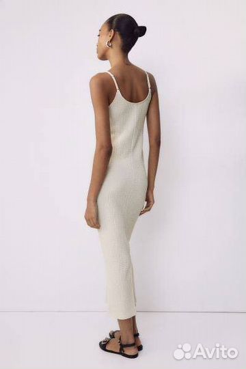 Платье H&M бежевое/чёрное