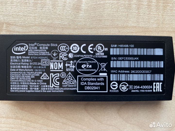 Микрокомпьютер intel Compute Stick stck1A32WFC