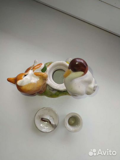 Фарфоровая чернильница «Лиса и журавль»