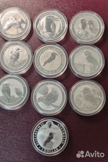 Монеты серебро, Кукабара Австралия, с 2011-20г