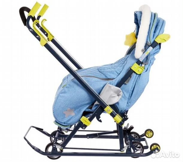 Санки-коляска Ника Детям нд7-7 в джинс.стиле синий