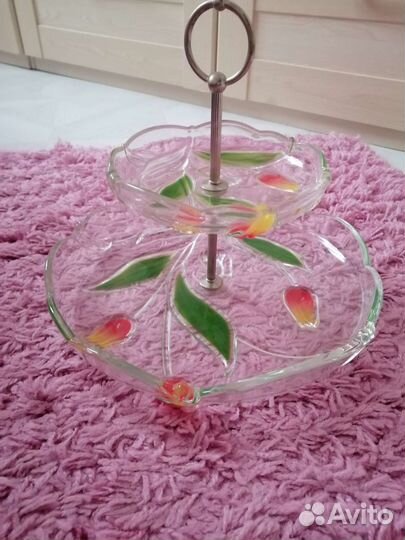 Ваза для фруктов, цветное стекло