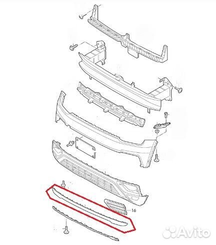 Новый. Спойлер (юбка) переднего бампера Teramont