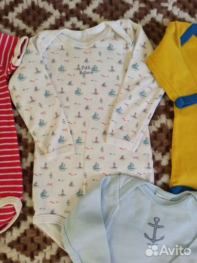 Petit bateau боди 56/62 см пакетом 4 шт