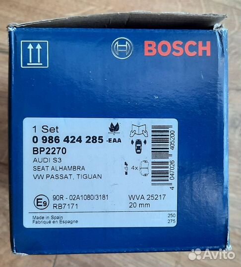 Передние тормозные колодки Bosch 0986424285