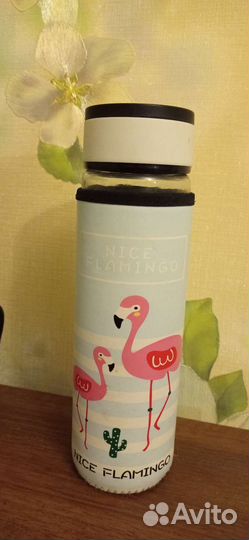 Фитнес бутылка для воды с чехлом, стекло