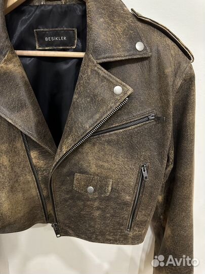 Кожаная куртка косуха под винтаж