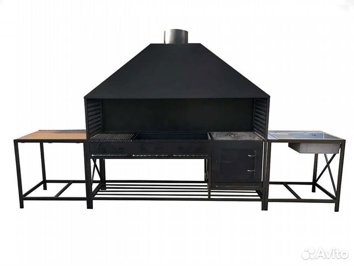 Мангальный комплекс из металла с вытяжкой