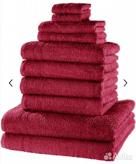 10 шт комплект полотенец хб бордовые