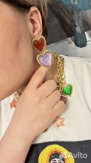 Модные крупные серьги сердца ассиметрия zara