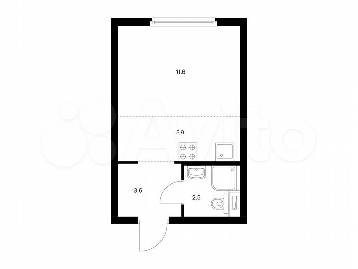 Квартира-студия, 23,6 м², 28/33 эт.