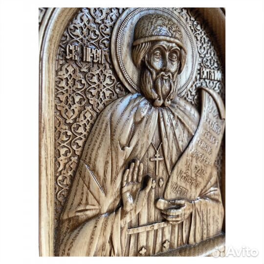 Икона Преподобного Виталия из массива ясеня