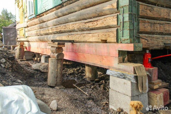 Замена венцов. Поднятие дома