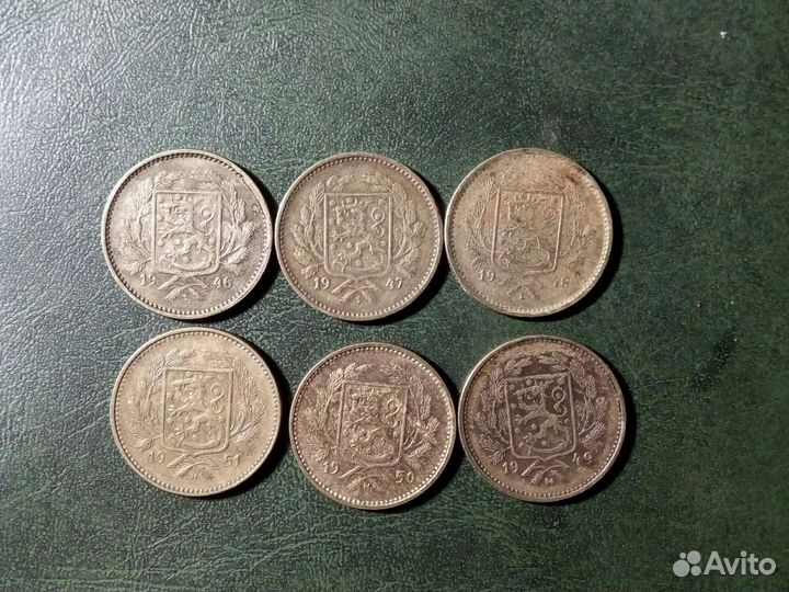 Монеты Финляндия 5 марок/6шт.набор/VF